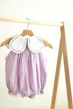 Load image into Gallery viewer, Lavender floral bow embroidery swiss dot girl bubble - Abbies Place