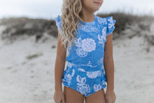 Load image into Gallery viewer, Grace Denim Floral Open Back One Piece Swimsuit