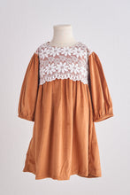 Load image into Gallery viewer, Carmel velvet lace girl dress
