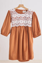 Load image into Gallery viewer, Carmel velvet lace girl dress