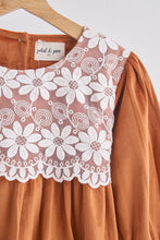 Load image into Gallery viewer, Carmel velvet lace girl dress