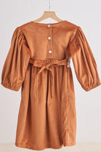 Load image into Gallery viewer, Carmel velvet lace girl dress