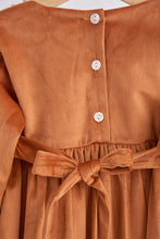 Load image into Gallery viewer, Carmel velvet lace girl dress
