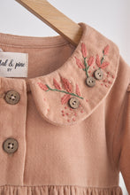 Load image into Gallery viewer, Beige floral embroidery velveteen girl dress
