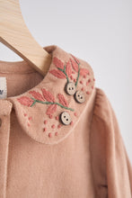Load image into Gallery viewer, Beige floral embroidery velveteen girl romper