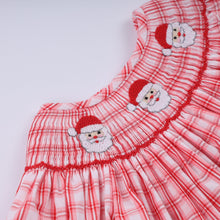 Load image into Gallery viewer, Red christmas santa claus hand smocked plaid ruffle pants set
