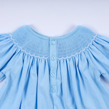 Load image into Gallery viewer, Blue nativity hand smocked bloomer set