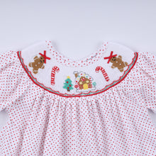 Load image into Gallery viewer, Red gingerbread hand smocked ruffle pants set