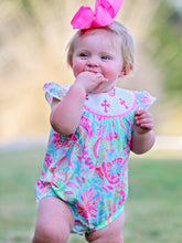 Load image into Gallery viewer, Easter Cross Smocking Embroidery Baby Girl Romper