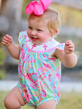 Load image into Gallery viewer, Easter Cross Smocking Embroidery Baby Girl Romper