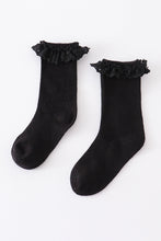 Load image into Gallery viewer, Black Knit lace girls socks