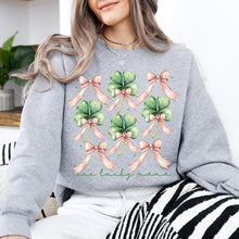 Load image into Gallery viewer, One Lucky Mama, St. Paddy's Day, Coquette, Bow, Clover, Shamrock, Lucky, Irish, Lucky Charm, St Patrick's Day Sweatshirt