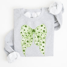 Load image into Gallery viewer, Green Coquette, Bow, Lucky, Shamrock, Lucky Charm, Irish, Retro, St Patrick's Day Sweatshirt