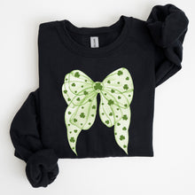 Load image into Gallery viewer, Green Coquette, Bow, Lucky, Shamrock, Lucky Charm, Irish, Retro, St Patrick's Day Sweatshirt