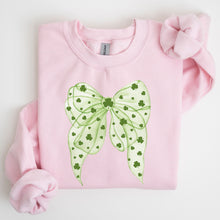 Load image into Gallery viewer, Green Coquette, Bow, Lucky, Shamrock, Lucky Charm, Irish, Retro, St Patrick's Day Sweatshirt