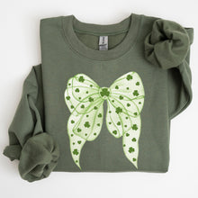 Load image into Gallery viewer, Green Coquette, Bow, Lucky, Shamrock, Lucky Charm, Irish, Retro, St Patrick's Day Sweatshirt