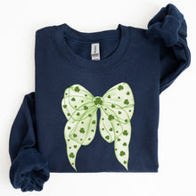 Load image into Gallery viewer, Green Coquette, Bow, Lucky, Shamrock, Lucky Charm, Irish, Retro, St Patrick's Day Sweatshirt