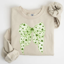 Load image into Gallery viewer, Green Coquette, Bow, Lucky, Shamrock, Lucky Charm, Irish, Retro, St Patrick's Day Sweatshirt