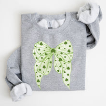 Load image into Gallery viewer, Green Coquette, Bow, Lucky, Shamrock, Lucky Charm, Irish, Retro, St Patrick's Day Sweatshirt