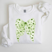 Load image into Gallery viewer, Green Coquette, Bow, Lucky, Shamrock, Lucky Charm, Irish, Retro, St Patrick's Day Sweatshirt