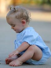 Load image into Gallery viewer, Girls Cross Smocking Embroidered Blue Romper