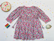 Load image into Gallery viewer, Long Sleeves Pink Bloom Overlap Girl's Cotton Dress
