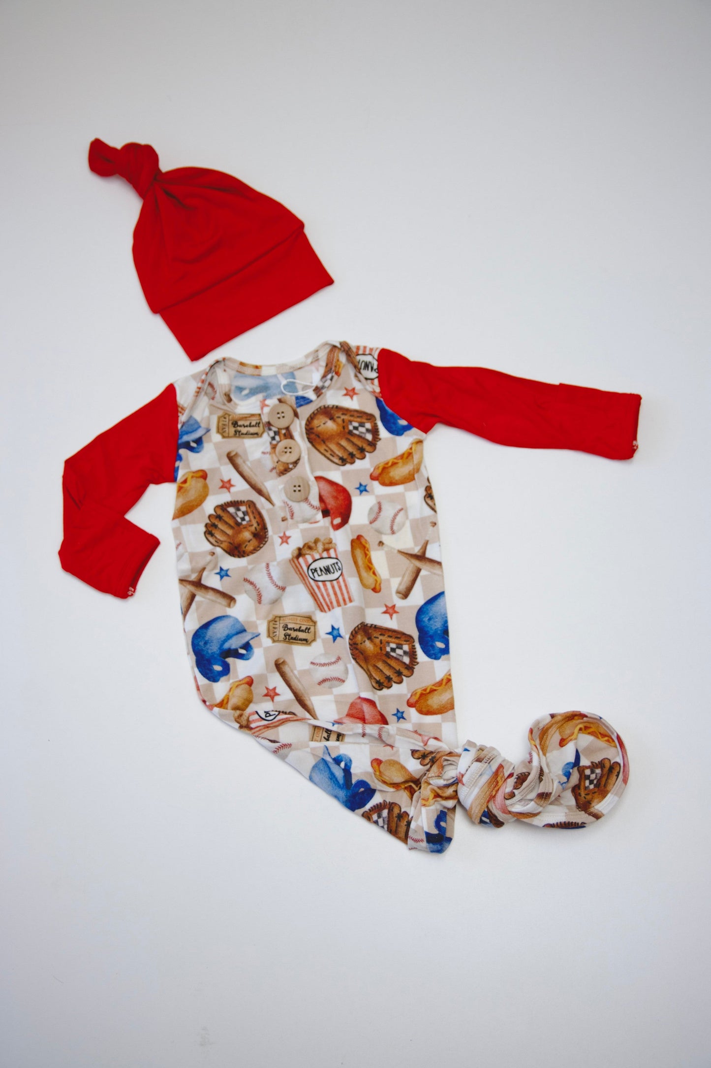 Little Slugger | Knot Gown & Hat Set