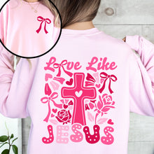 Load image into Gallery viewer, Love Like Jesus, Valentine's Day, Heart, Cross, Faith, Christian, Religious, Front and Back Sweatshirt