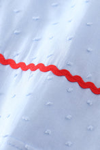 Load image into Gallery viewer, Blue swiss dot flag embroidery dress