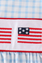 Load image into Gallery viewer, Blue flag embroidery gingham dress