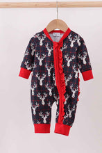 Load image into Gallery viewer, Navy deer print ruffle romper - Abbies Place