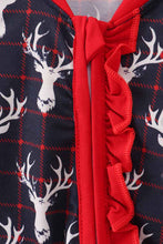 Load image into Gallery viewer, Navy deer print ruffle romper - Abbies Place