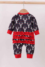 Load image into Gallery viewer, Navy deer print ruffle romper - Abbies Place