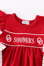 Load image into Gallery viewer, Red sooners embroidery girl bloomer set - Abbies Place