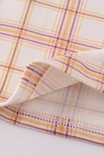 Load image into Gallery viewer, Khaki farm embroidery smocked plaid dress