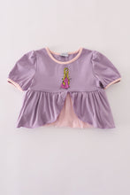 Load image into Gallery viewer, Purple princess embroidery ruffle dress