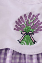 Load image into Gallery viewer, Lavender ribbon lace embroidery gingham bloomer set