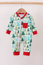 Load image into Gallery viewer, Green christmas tree print romper