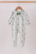 Load image into Gallery viewer, Green christmas tree print ruffle romper