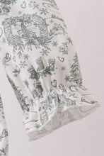 Load image into Gallery viewer, Green christmas tree print ruffle romper