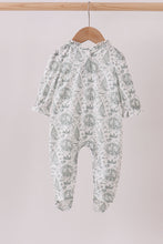 Load image into Gallery viewer, Green christmas tree print ruffle romper