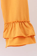 Load image into Gallery viewer, Navy floral smocked ruffle pants set