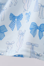 Load image into Gallery viewer, Blue bow smocked bloomer set