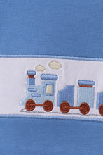 Load image into Gallery viewer, Blue train smocked top
