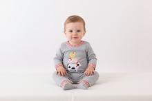 Load image into Gallery viewer, Gray farm applique romper