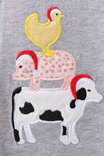 Load image into Gallery viewer, Gray farm applique romper