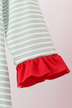 Load image into Gallery viewer, Green farm applique stripe ruffle pants set