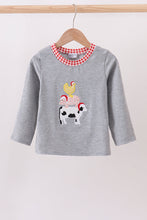 Load image into Gallery viewer, Gray farm applique top