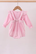 Load image into Gallery viewer, Pink cotton applique gingham 2pc set