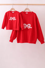 Load image into Gallery viewer, Red bow applique mom&me top